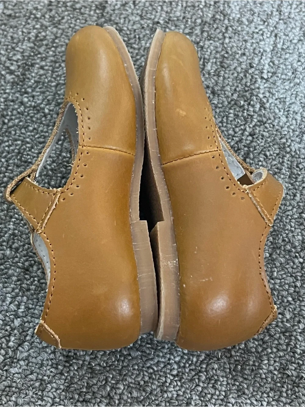 L'Amour Girls' T-Strap Mary Jane Shoes Leather Brown Size 6